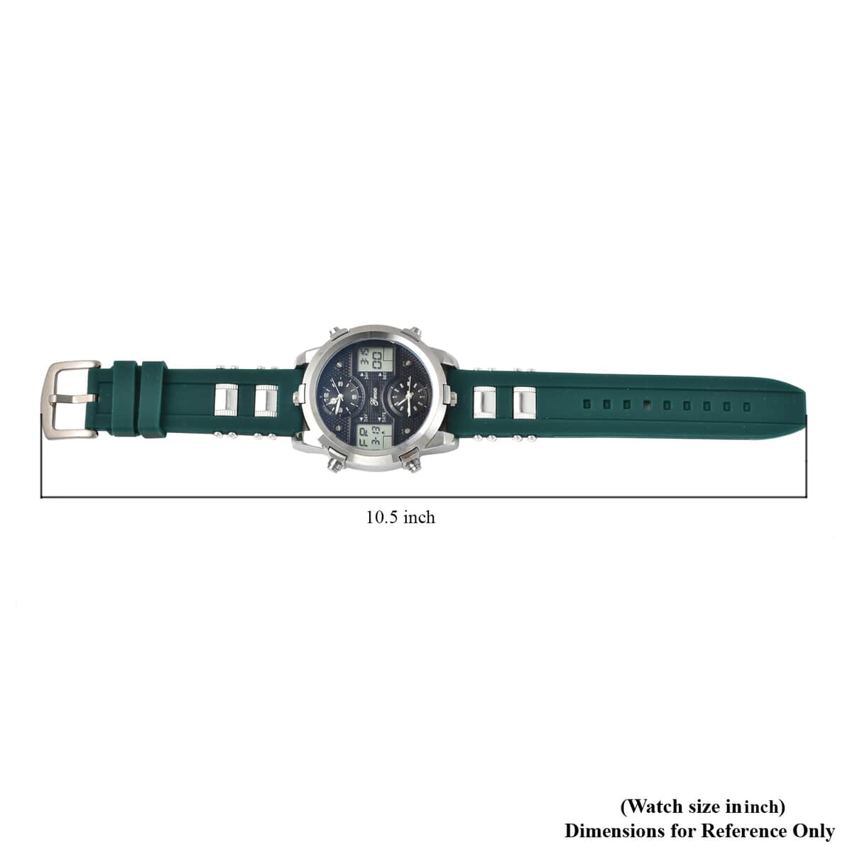 Genoa Miyota Japanese and Electronic Movement Multi Function Watch in Green Silicone Strap image number 6