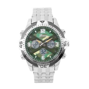 Genoa Japanese Movement Green Camo Dial Watch with Stainless Steel Strap