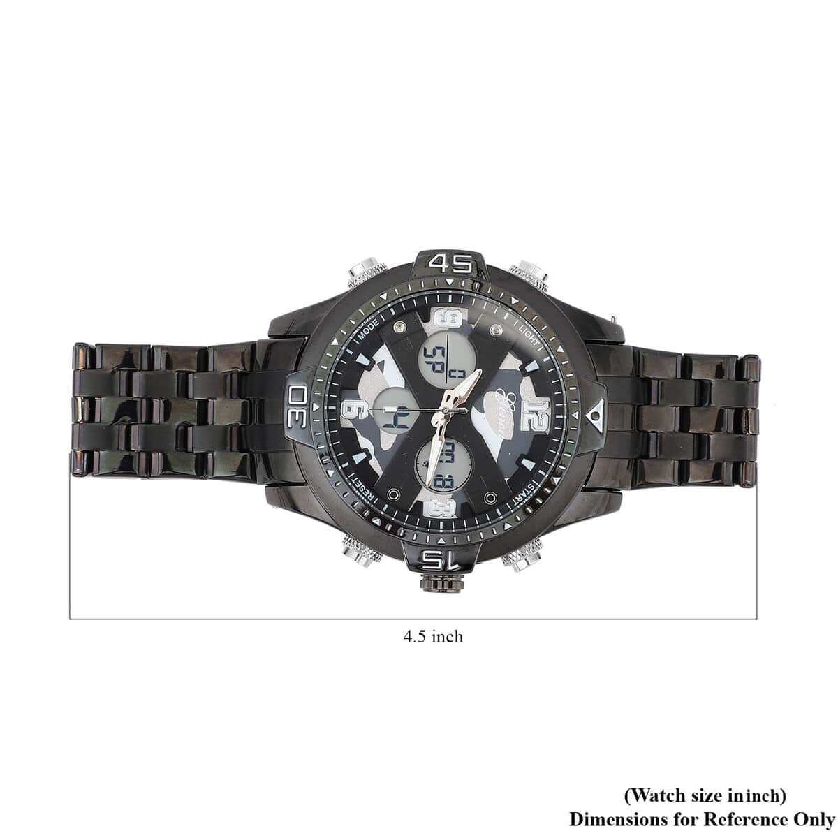 Genoa Japanese Movement Gray Camo Dial Watch with ION Plated Black Over Stainless Steel Strap image number 6