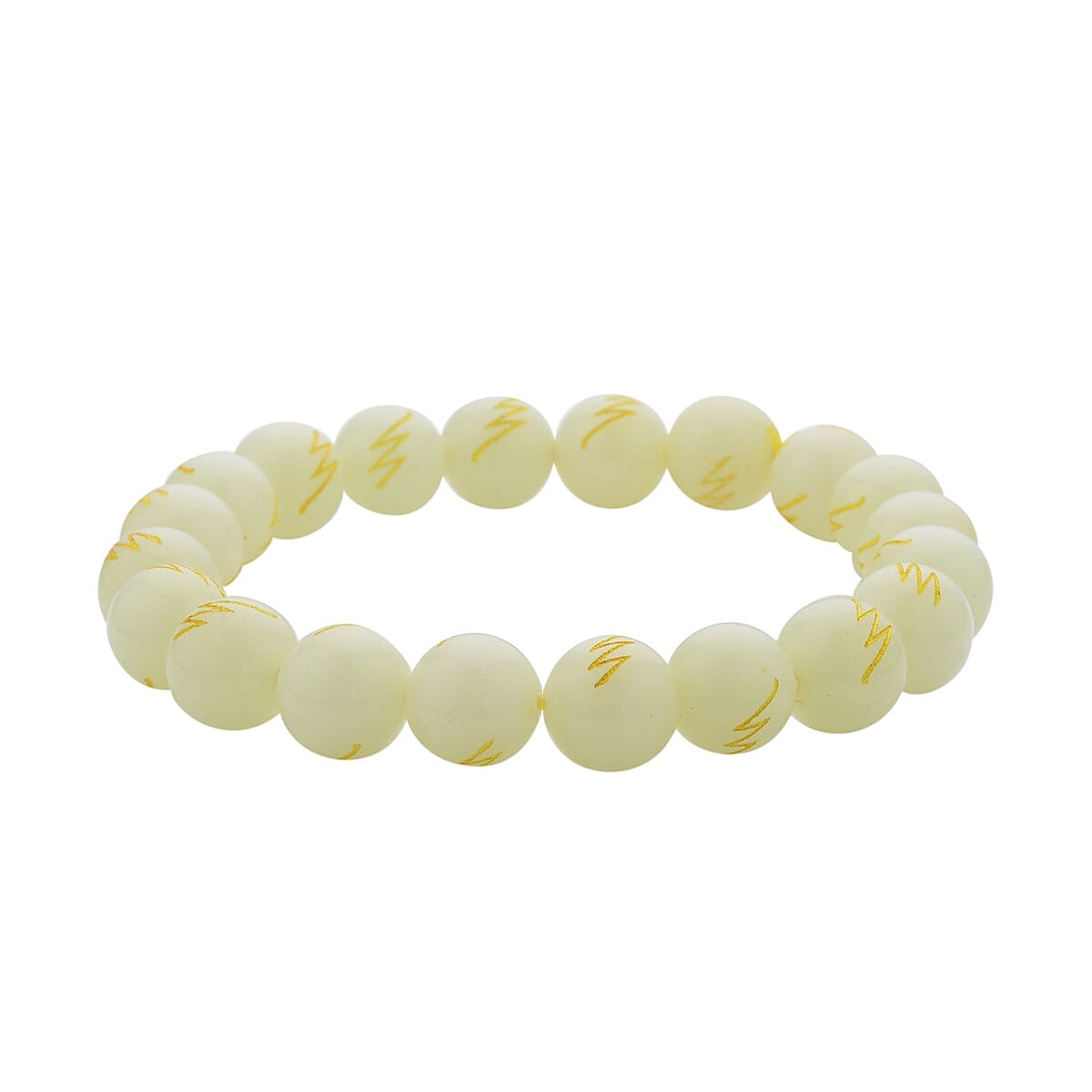 Luminous Seiheki Reiki Power Symbol Engraved Beaded Stretch Bracelet 122.50 ctw image number 3