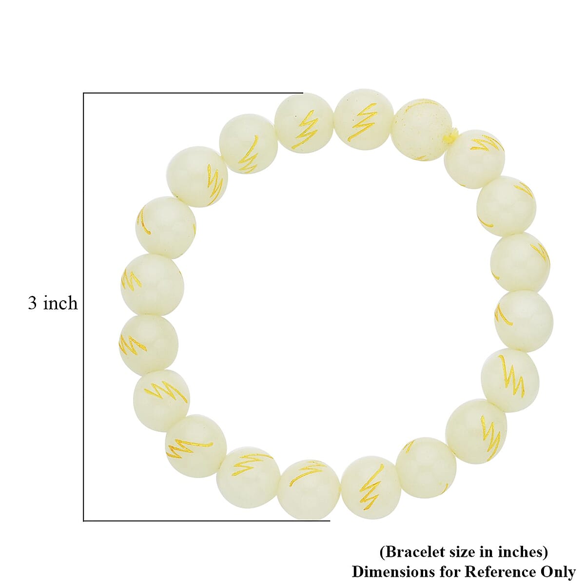 Luminous Seiheki Reiki Power Symbol Engraved Beaded Stretch Bracelet 122.50 ctw image number 5