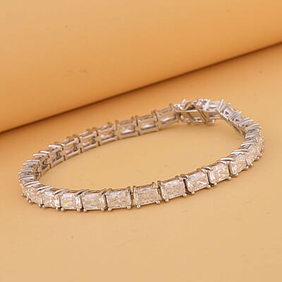 Radiant Cut Moissanite Tennis Bracelet in Platinum Over Sterling Silver (6.50 In) 15.50 ctw