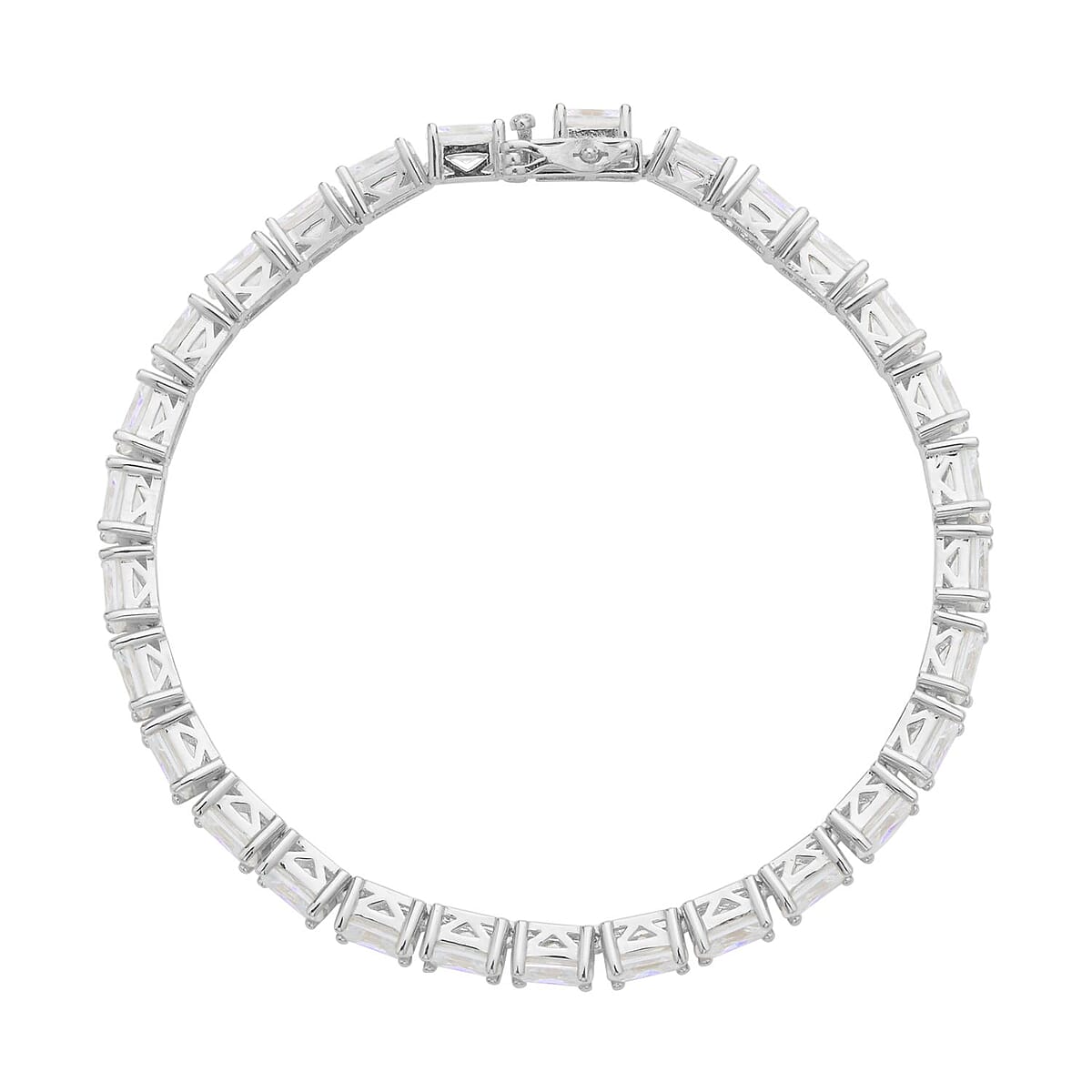 Radiant Cut Moissanite Tennis Bracelet in Platinum Over Sterling Silver (6.50 In) 11.40 Grams 15.50 ctw image number 2