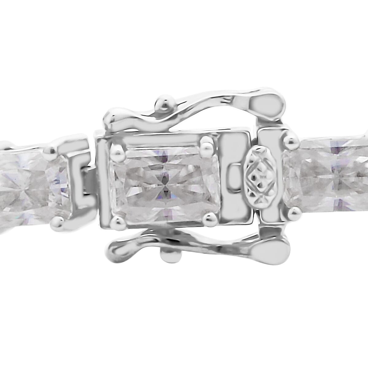 Radiant Cut Moissanite Tennis Bracelet in Platinum Over Sterling Silver (6.50 In) 11.40 Grams 15.50 ctw image number 3