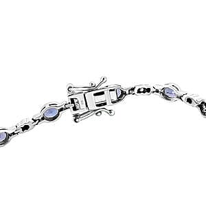 Tanzanite and White Zircon 2.59 ctw Bracelet in Platinum Over Sterling Silver (7.50 In)