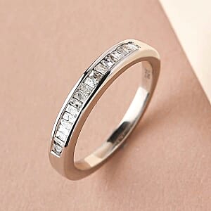 White Diamond 0.25 ctw Ring in Platinum Over Sterling Silver (Size 10)
