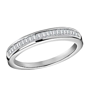 White Diamond 0.25 ctw Ring in Platinum Over Sterling Silver (Size 10)