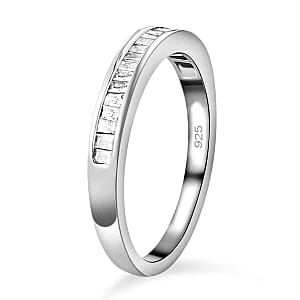 White Diamond 0.25 ctw Ring in Platinum Over Sterling Silver (Size 10)