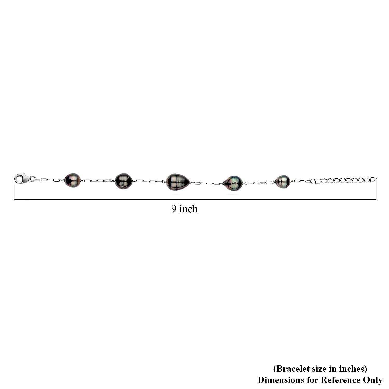 Tahitian Cultured Pearl Station Bracelet For Women, Rhodium Over Sterling Silver Bracelet, Pearl Jewelry 7-8.50 Inches