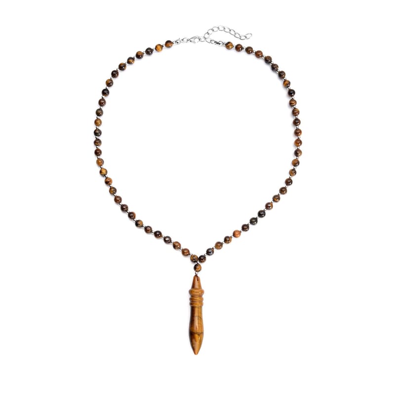 Yellow Tiger's Eye 140.50 ctw Beaded Men's Necklace 20-22 Inches in Silvertone