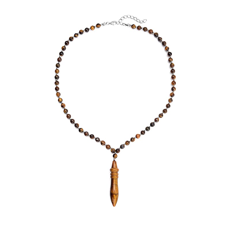 Yellow Tiger's Eye 140.50 ctw Beaded Men's Necklace 20-22 Inches in Silvertone