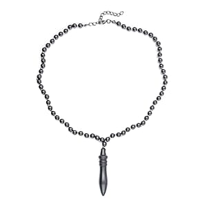 Hematite 250.00 ctw Beaded Men's Necklace 20-22 Inches in Silvertone