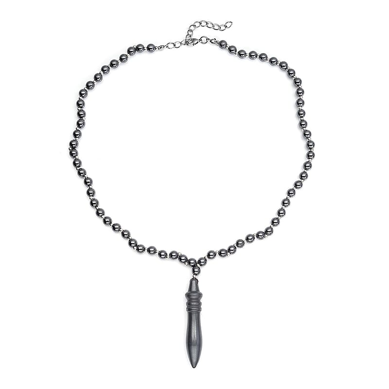 Hematite 250.00 ctw Beaded Men's Necklace 20-22 Inches in Silvertone