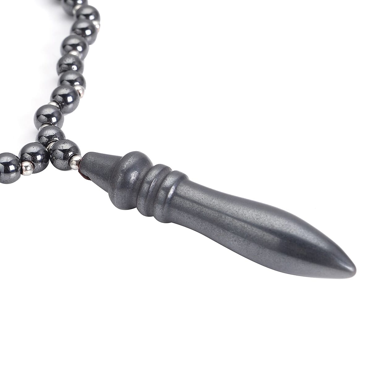 Hematite 250.00 ctw Beaded Men's Necklace 20-22 Inches in Silvertone image number 2