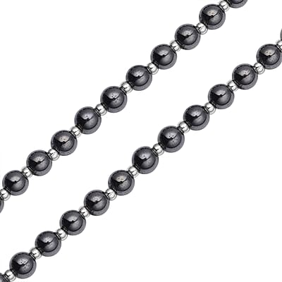 Hematite 250.00 ctw Beaded Men's Necklace 20-22 Inches in Silvertone