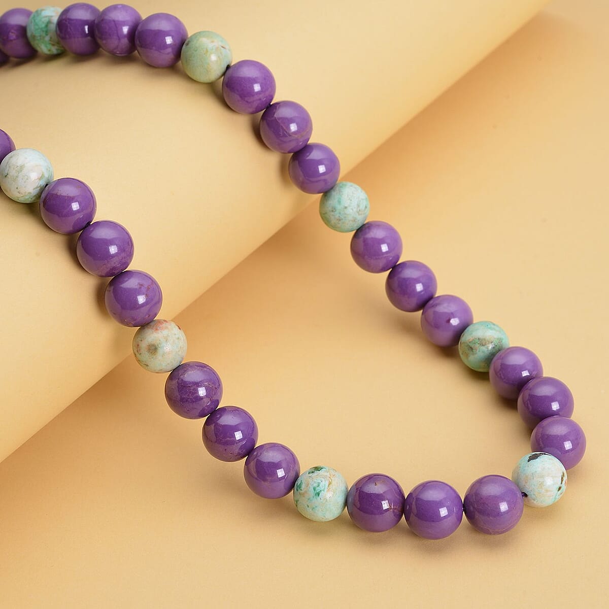 Peru Turquoise and Phosphosiderite Beaded Necklace 20-22 Inches in Rhodium Over Sterling Silver 349.50 ctw image number 1