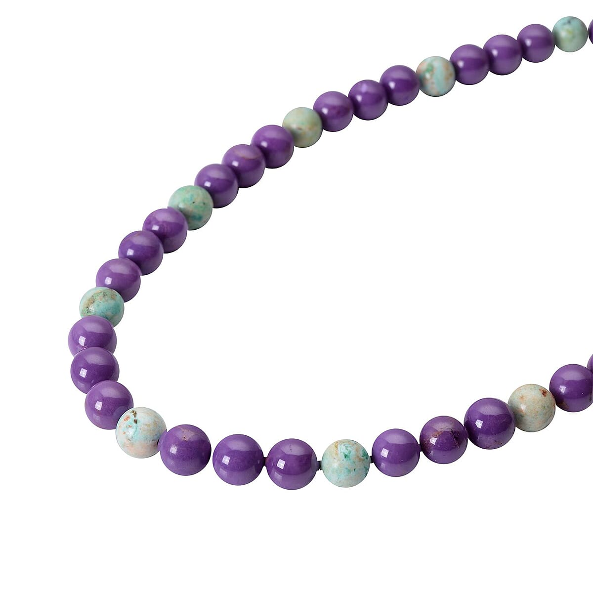 Peru Turquoise and Phosphosiderite Beaded Necklace 20-22 Inches in Rhodium Over Sterling Silver 349.50 ctw image number 2