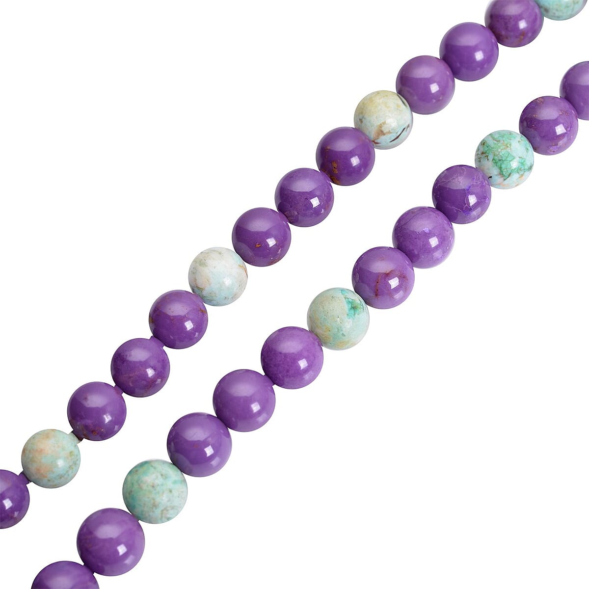 Peru Turquoise and Phosphosiderite Beaded Necklace 20-22 Inches in Rhodium Over Sterling Silver 349.50 ctw image number 3