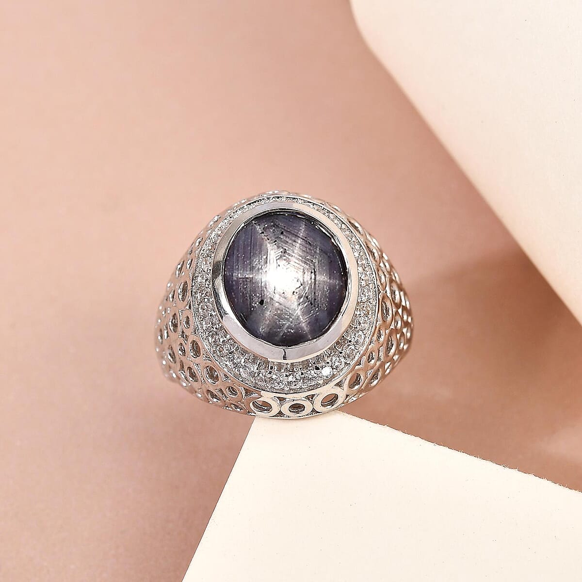 Indian Star Ruby and Natural White Zircon Solitaire Ring in Platinum Over Sterling Silver 8.15 ctw image number 1