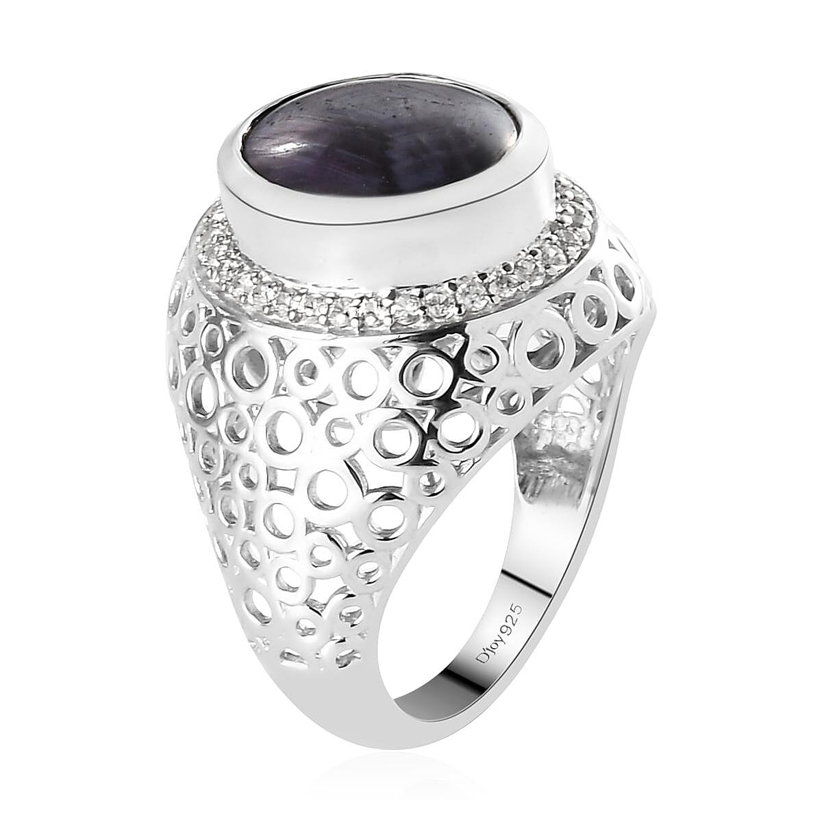 Indian Star Ruby and Natural White Zircon Solitaire Ring in Platinum Over Sterling Silver 8.15 ctw image number 3