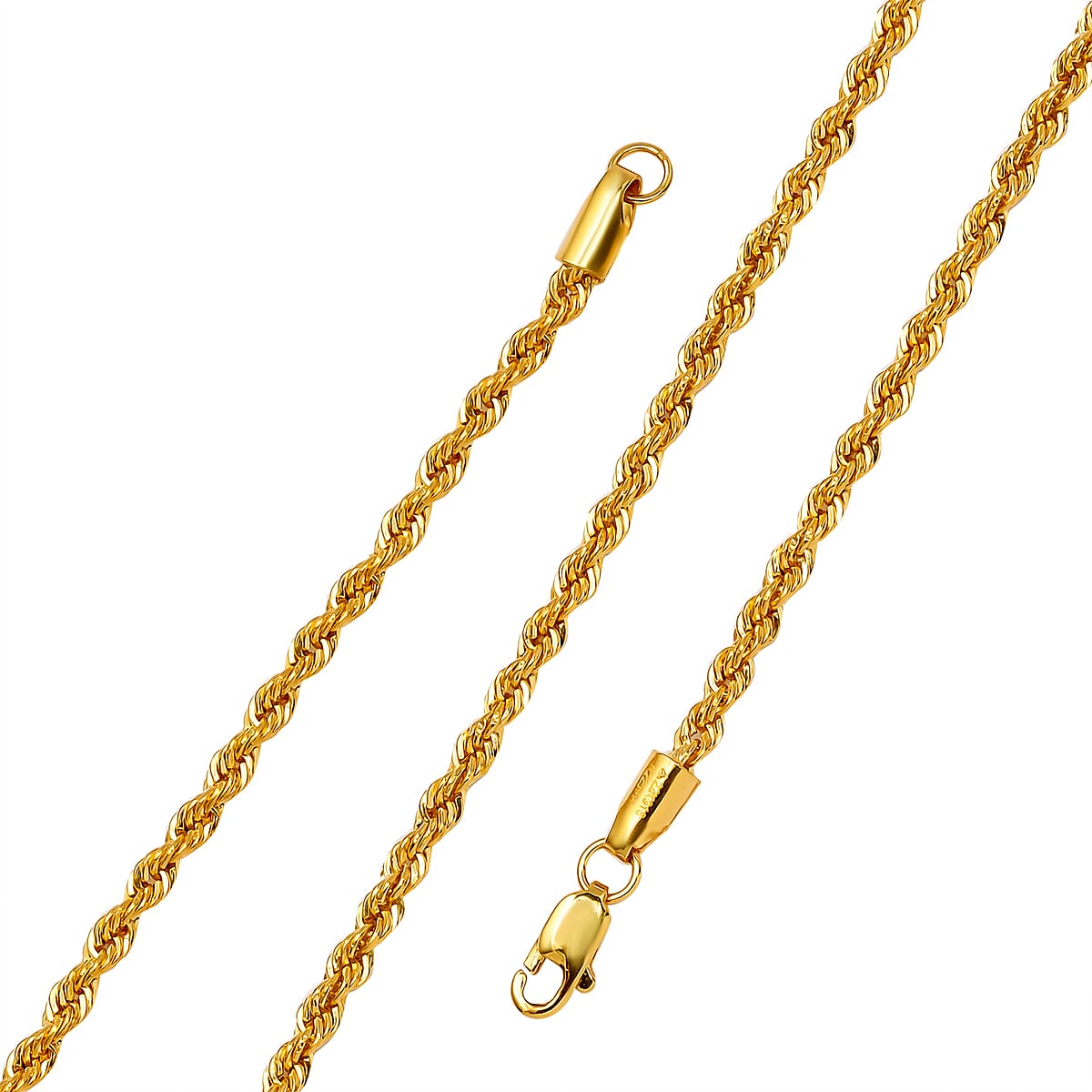 22K Yellow Gold 3.50mm Rope Chain Necklace 20 Inches 4.65 Grams image number 3