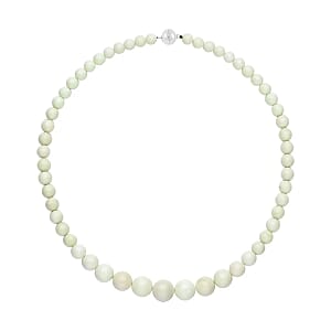Australian Green Calcite 352.50 ctw Beaded Necklace 20 Inches in Rhodium Over Sterling Silver