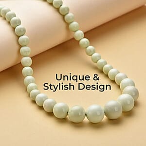 Australian Green Calcite 352.50 ctw Beaded Necklace 20 Inches in Rhodium Over Sterling Silver