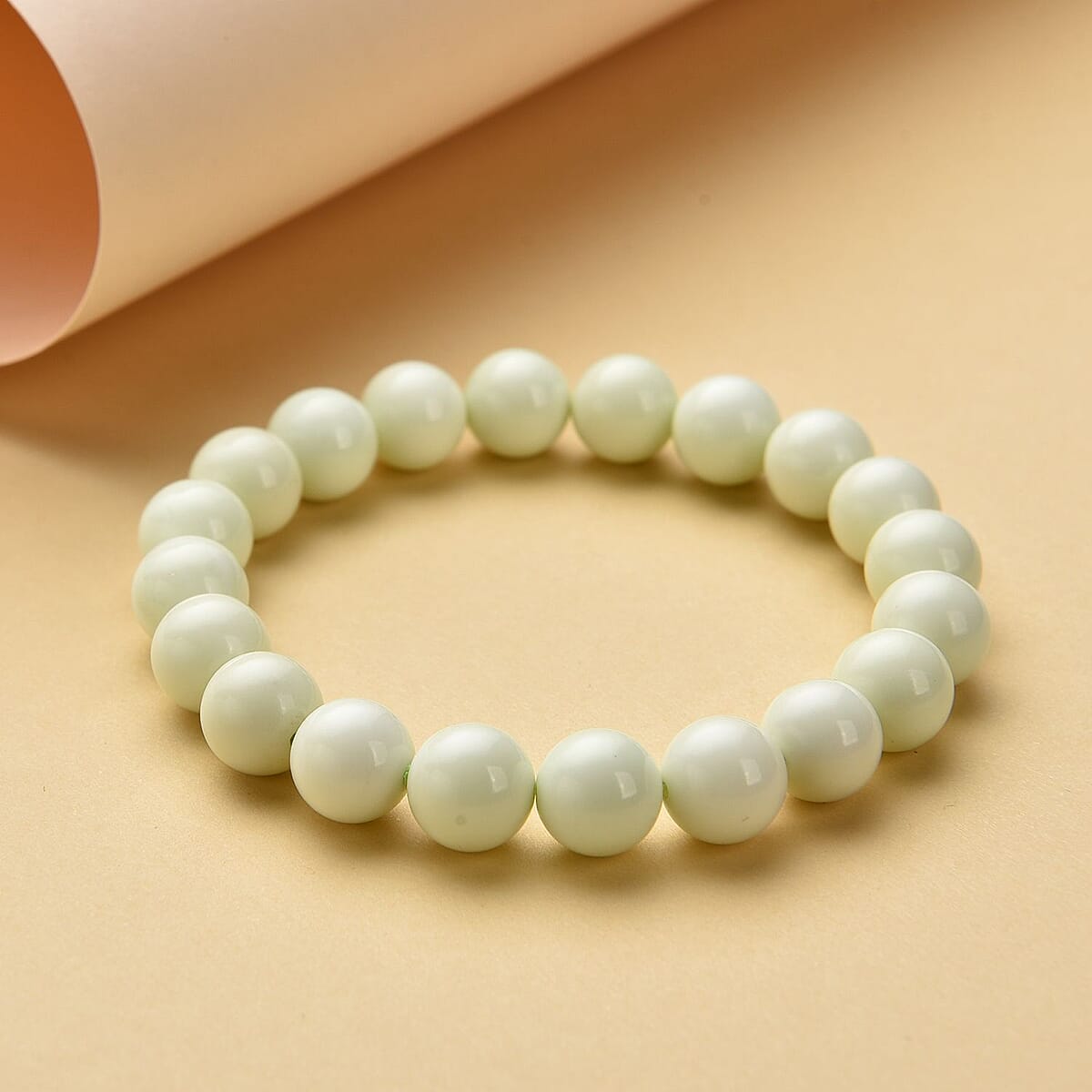 Australian Green Calcite Beaded Stretch Bracelet 131.00 ctw image number 1