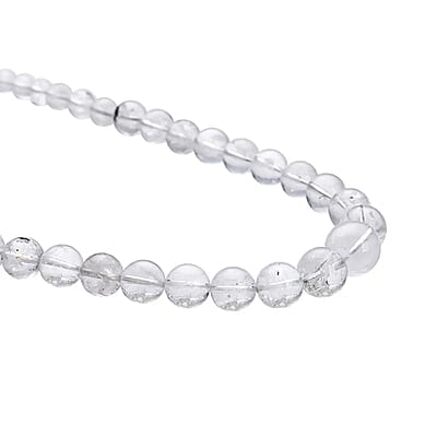 Diamond Quartz Beaded Necklace For Women with Magnetic Lock, Summer Jewelry in Rhodium Over Sterling Silver 20 Inches