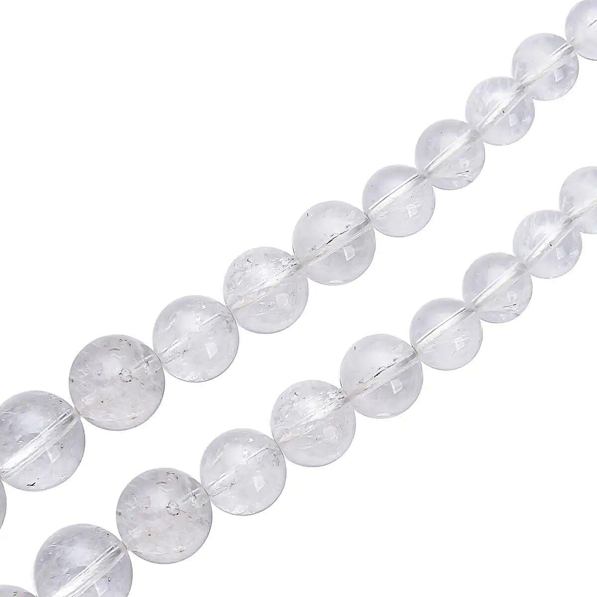 Diamond Quartz Beaded Necklace For Women with Magnetic Lock, Summer Jewelry in Rhodium Over Sterling Silver 20 Inches