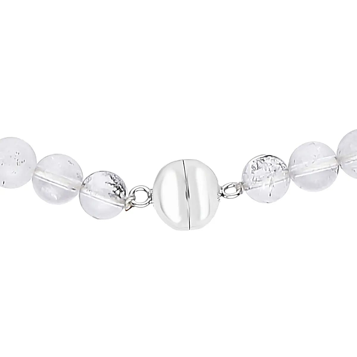 Diamond Quartz Beaded Necklace For Women with Magnetic Lock, Summer Jewelry in Rhodium Over Sterling Silver 20 Inches