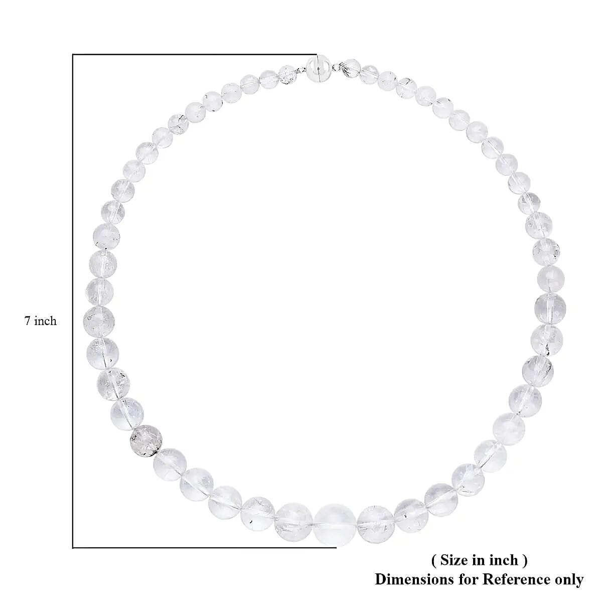 Diamond Quartz Beaded Necklace For Women with Magnetic Lock, Summer Jewelry in Rhodium Over Sterling Silver 20 Inches
