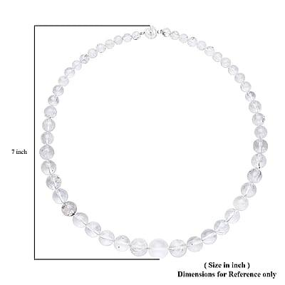 Diamond Quartz Beaded Necklace For Women with Magnetic Lock, Summer Jewelry in Rhodium Over Sterling Silver 20 Inches