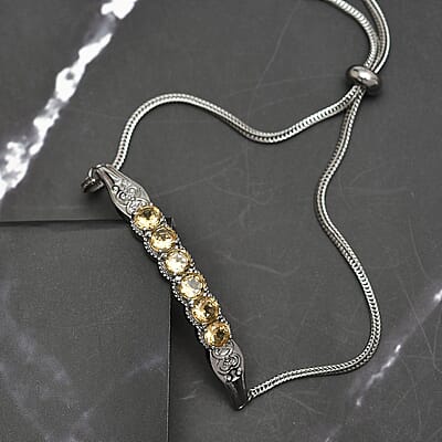 Brazilian Citrine Bolo Bracelet in Stainless Steel 2.80 ctw