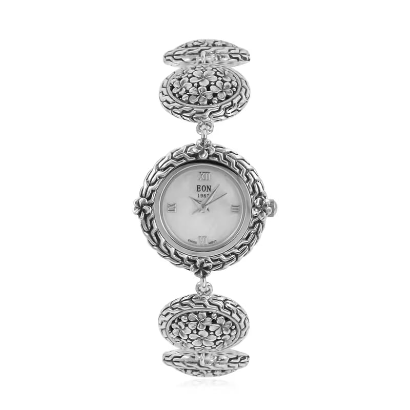 Eon 1962 Swiss Movement Bracelet Watch in Sterling Silver (6.50-8.25 in) (26mm) 29.70 Grams