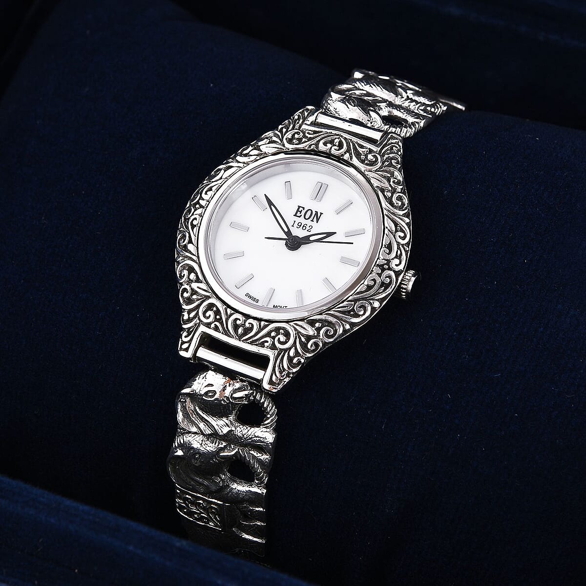 EON 1962 Swiss Movement Elephant Bracelet Watch in Sterling Silver (6.50-8.25 in) (26mm) image number 1