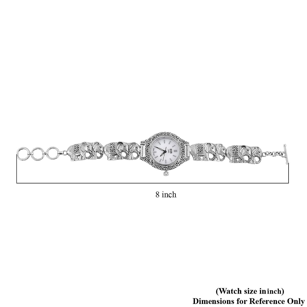 EON 1962 Swiss Movement Elephant Bracelet Watch in Sterling Silver (6.50-8.25 in) (26mm) image number 6