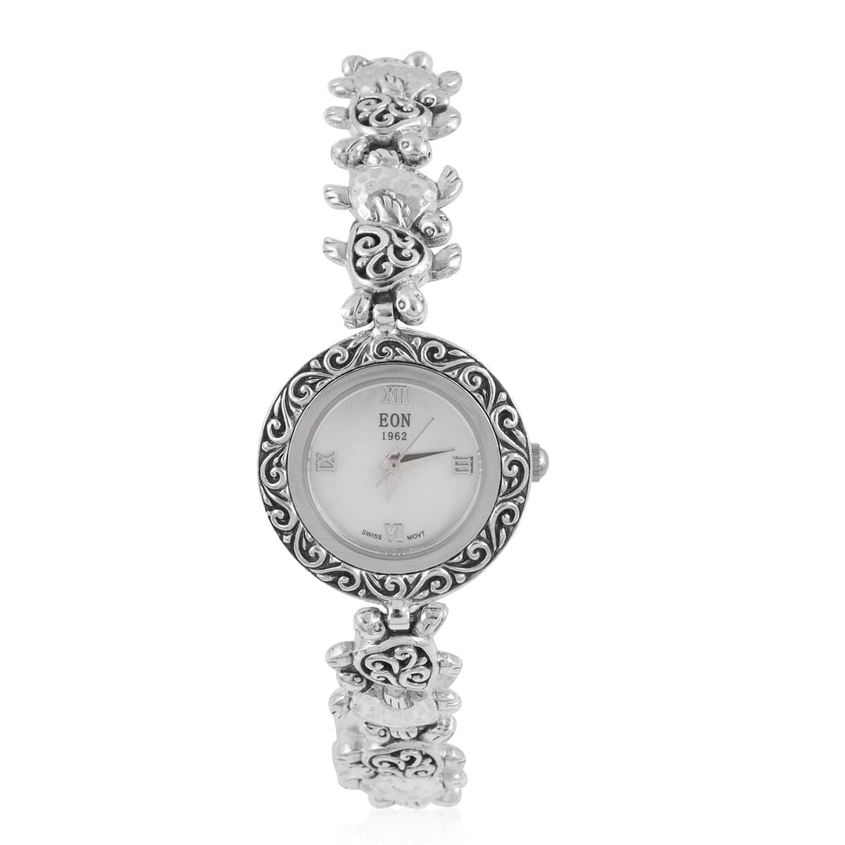 EON 1962 Swiss Movement Turtle Bracelet Watch in Sterling Silver (6.50-8.25 in) (24mm) (17.50 g) image number 0