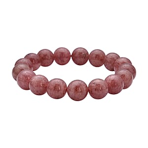 Strawberry Quartz Beaded Stretch Bracelet 204.50 ctw