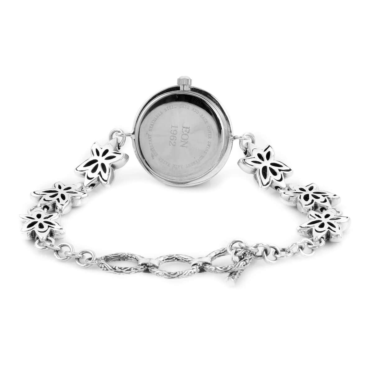 Eon 1962 Swiss Movement Lotus Bracelet Watch in Sterling Silver (6.50-8.25 In) (26mm) 25.30 Grams image number 4