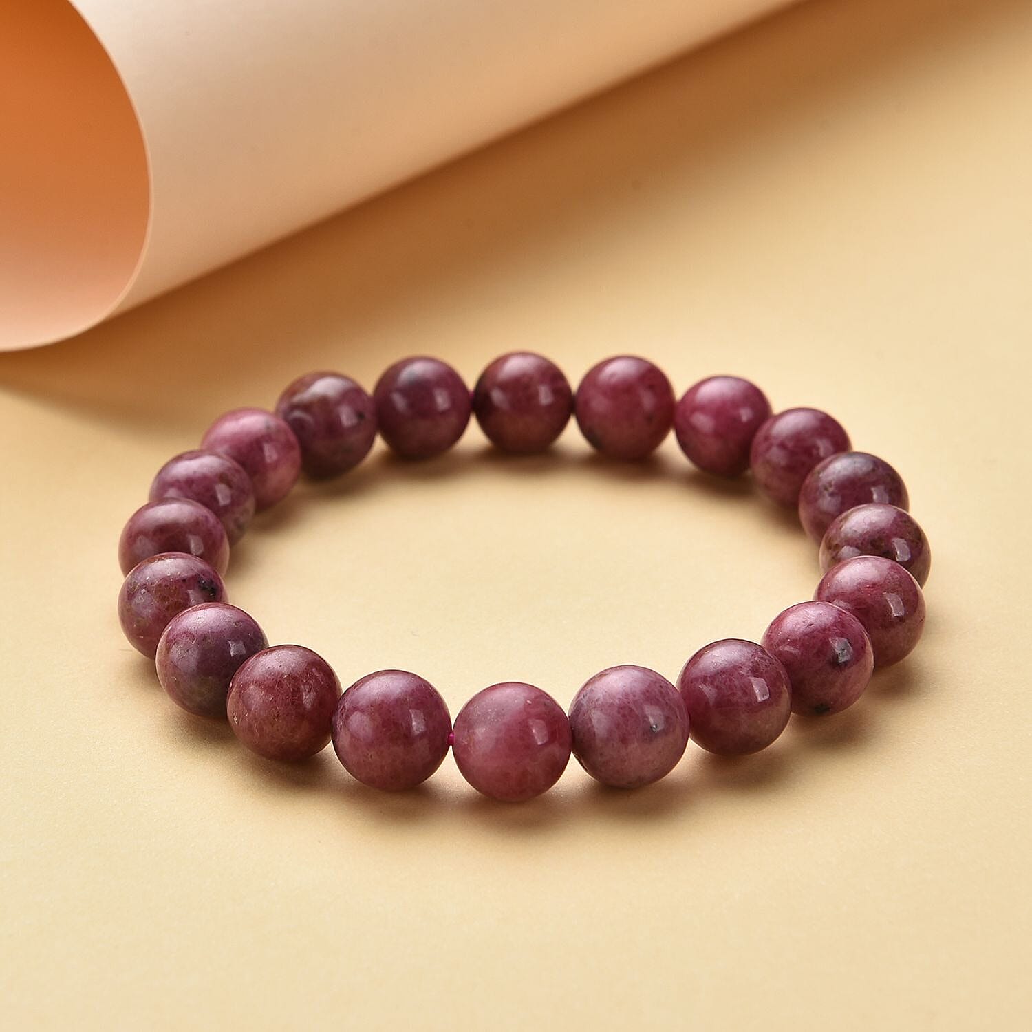 Rhodonite 194.00 ctw 9-11mm Beaded Stretch Bracelet