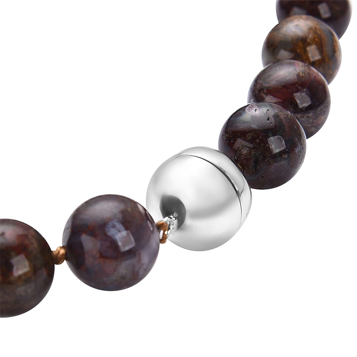 Pietersite Beaded Necklace 20 Inches in Rhodium Over Sterling Silver 596.00 ctw image number 4