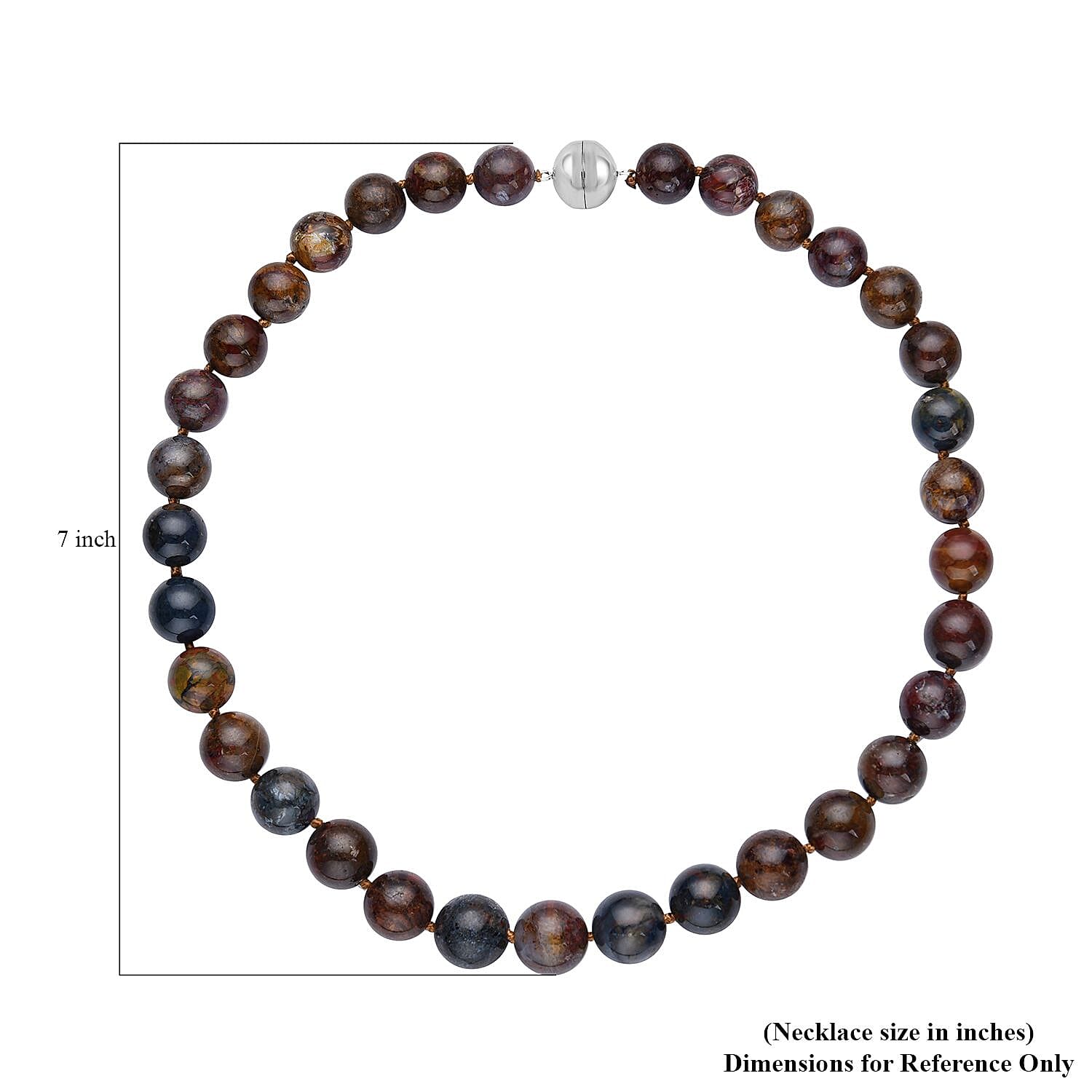 Pietersite Beaded Necklace 20 Inches in Rhodium Over Sterling Silver 596.00 ctw