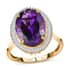 Luxoro 10K Yellow Gold AAA Moroccan Amethyst and Diamond Halo Ring (Size 10.0) 6.15 ctw image number 0