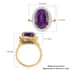 Luxoro 10K Yellow Gold AAA Moroccan Amethyst and Diamond Halo Ring (Size 10.0) 6.15 ctw image number 5