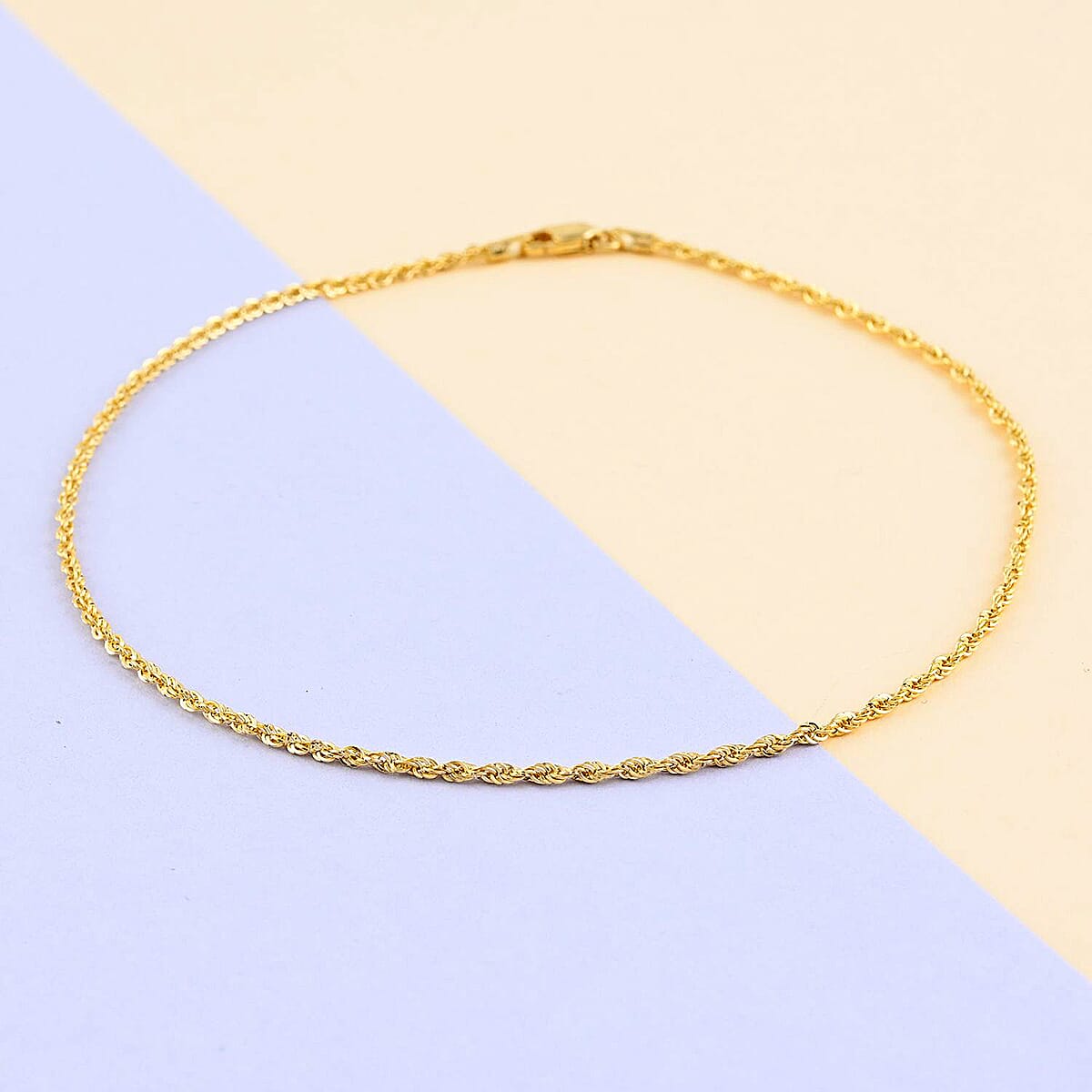 Italian 14K Yellow Gold Rope Chain Anklet (10 In) 1.5mm 1.0 Grams image number 1