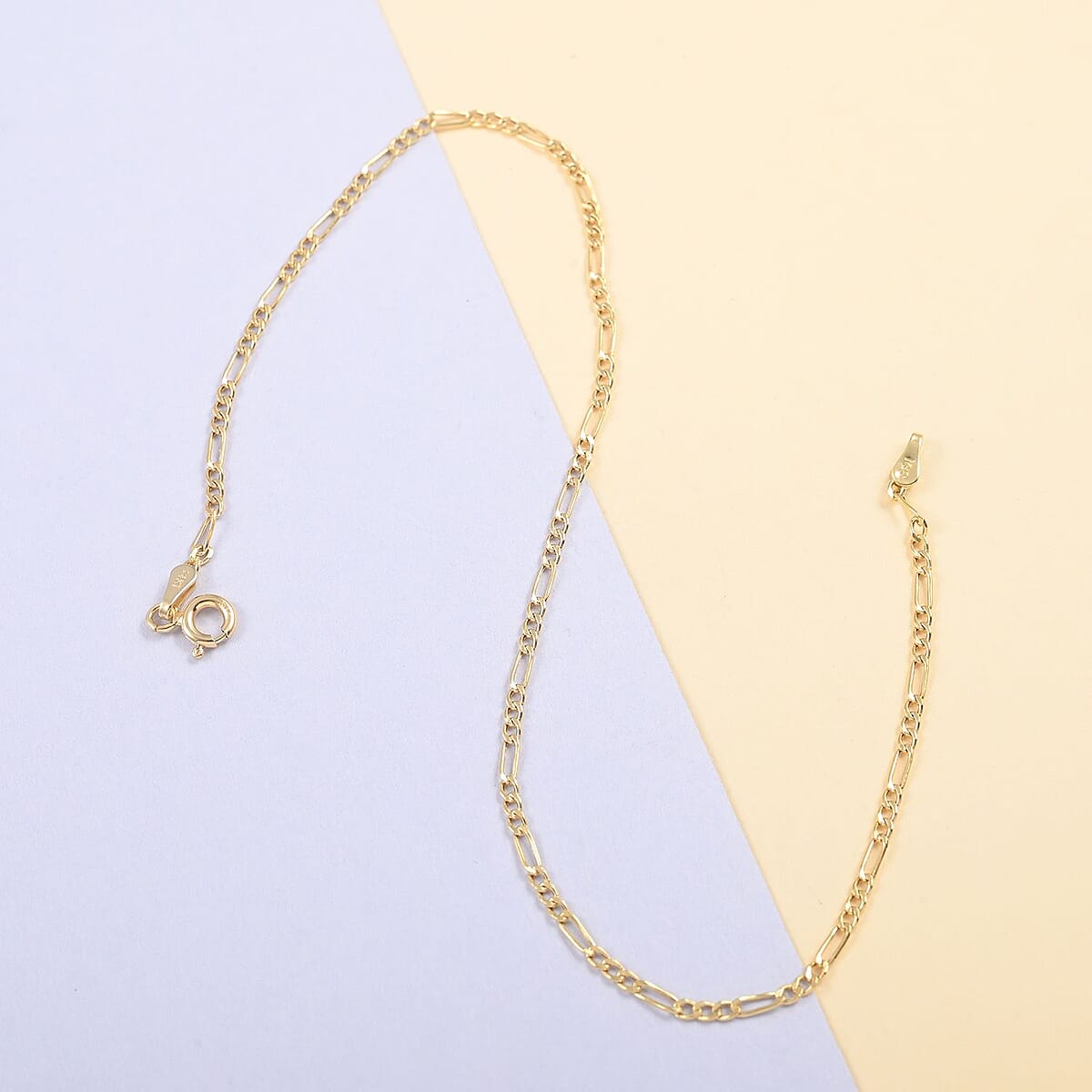 Italian 14K Yellow Gold Figaro Chain Anklet (10 In) 1.7mm 1.00 Grams image number 1