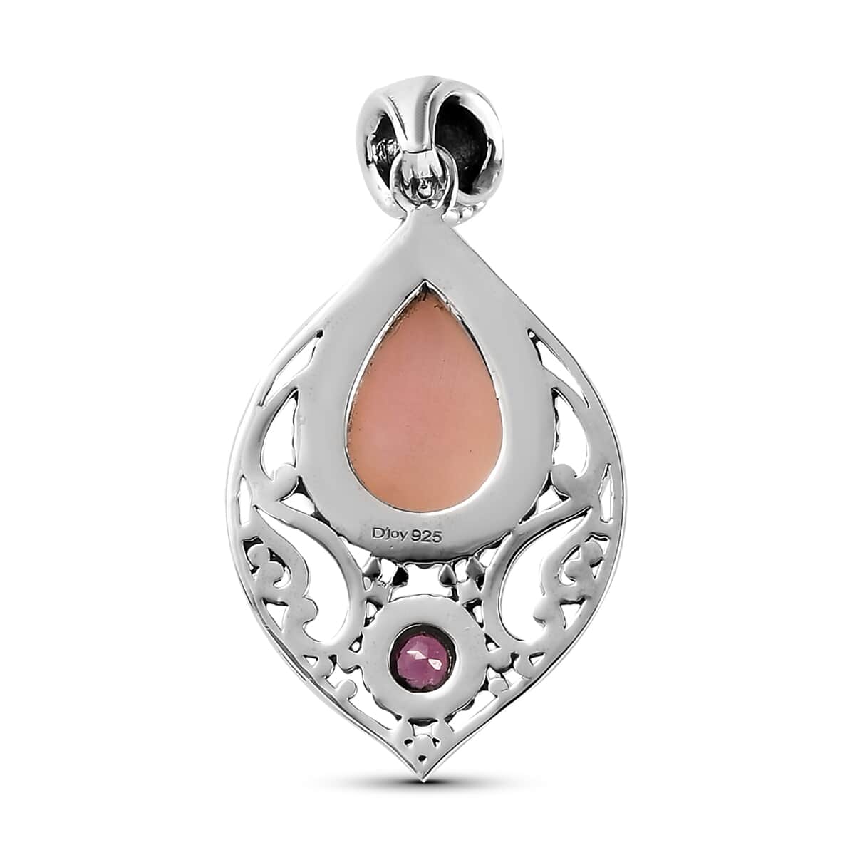 Artisan Crafted Peruvian Pink Opal and Orissa Rhodolite Garnet Pendant in Sterling Silver 4.60 ctw image number 3