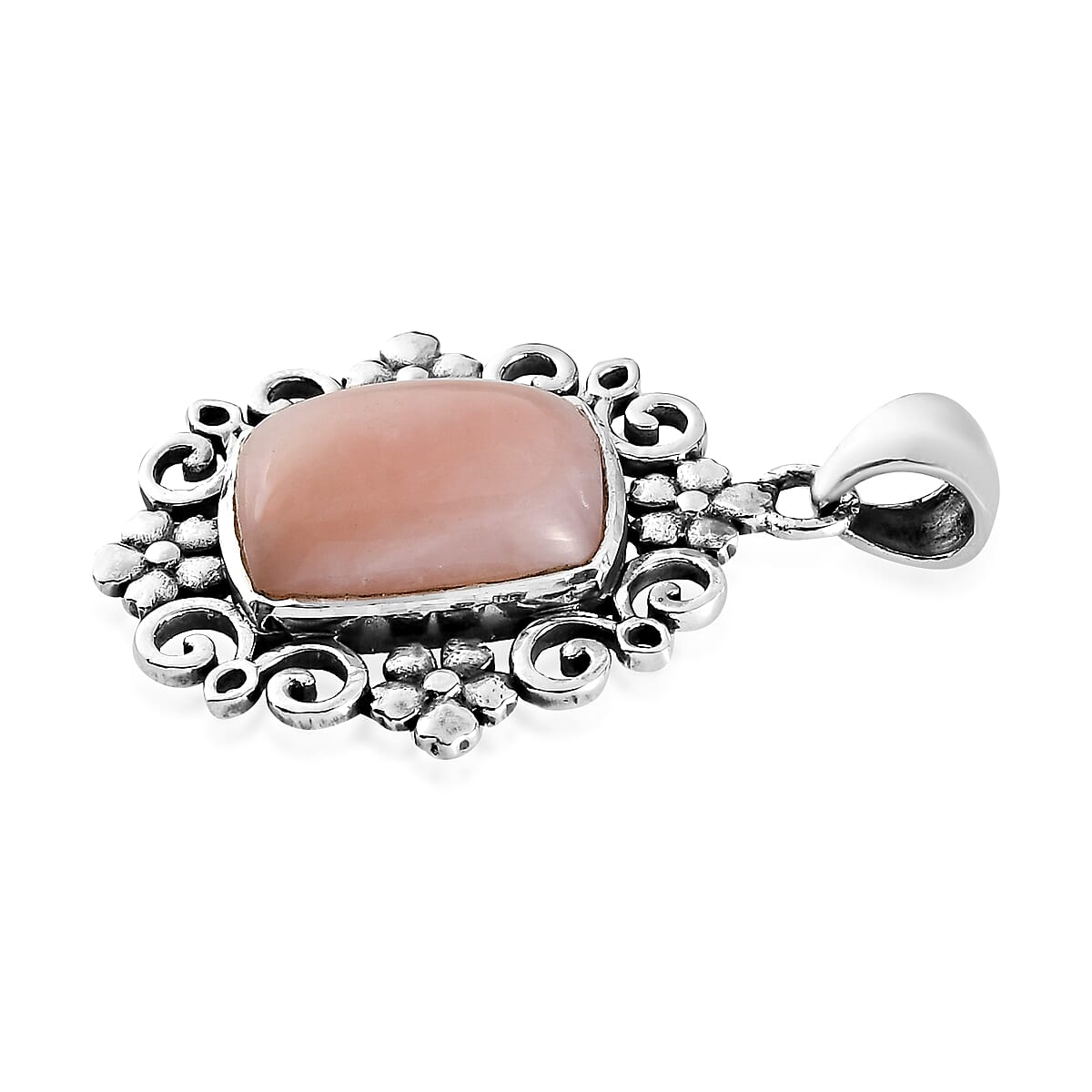 Artisan Crafted Peruvian Pink Opal Pendant in Sterling Silver 4.35 ctw image number 2