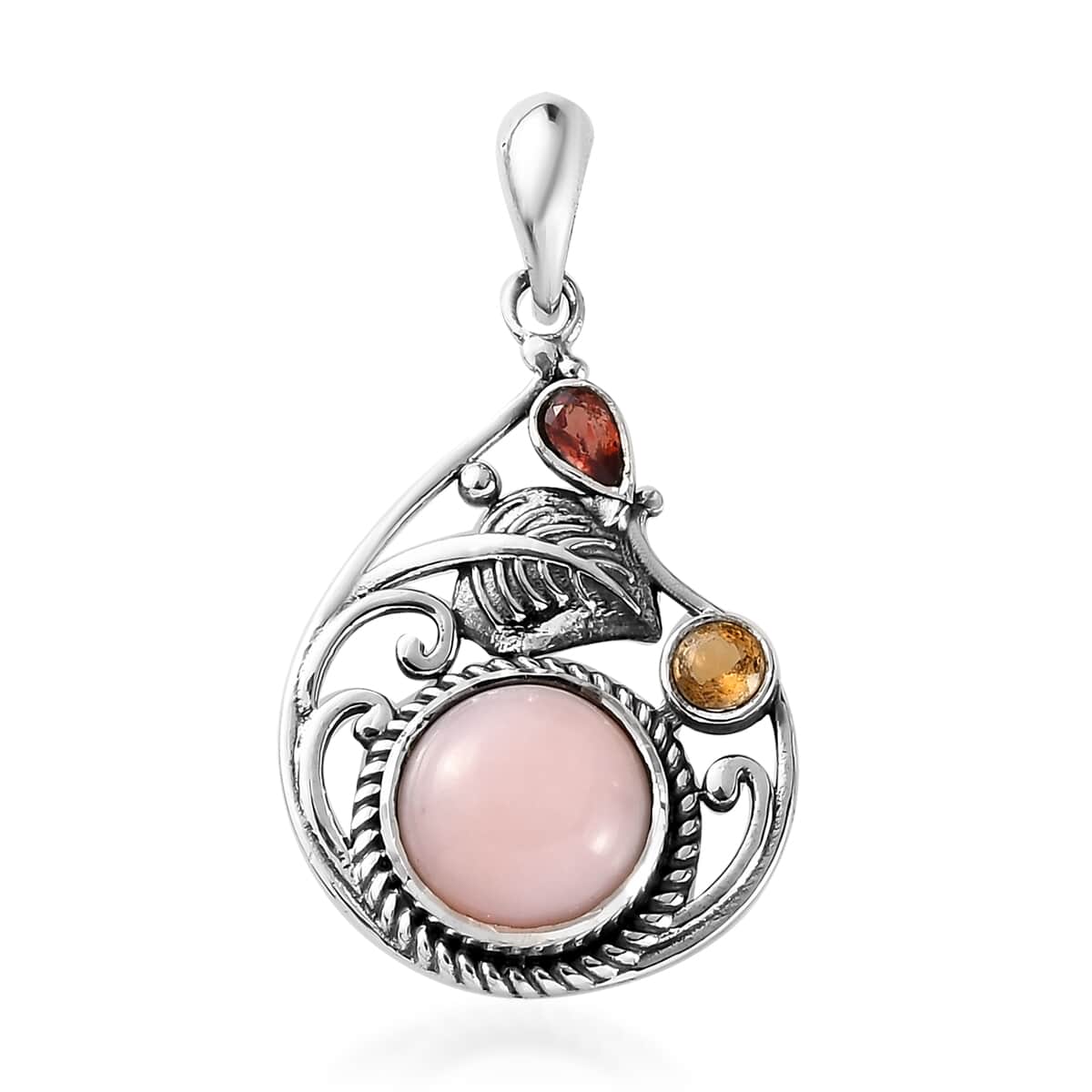 Artisan Crafted Peruvian Pink Opal and Multi Gemstone Pendant in Sterling Silver 4.75 ctw image number 0